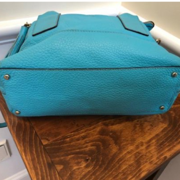 Turquoise Blue Leather Satchel - Picture 4 of 8